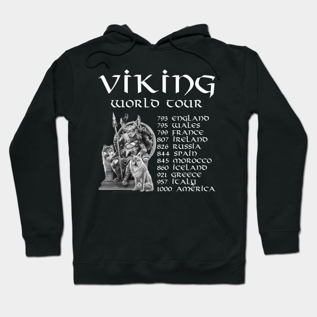 Viking World Tour Pagan Norse Scandinavian Medieval History Hoodie by Styr Designs